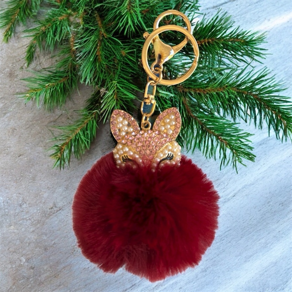 New! Pom Pom Fox  Keychain / bag charm
